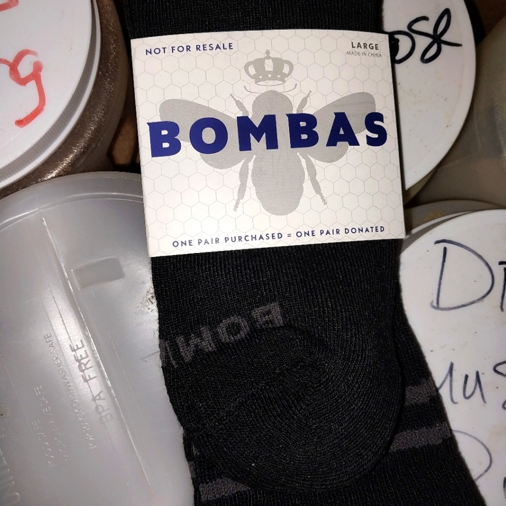 3 Pairs Unidex Bombas Large Black Crown Socks Set